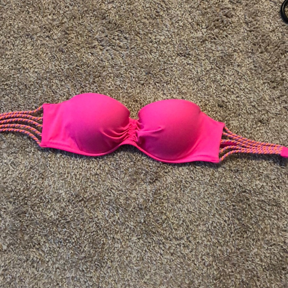 Strapless Bikini Top, Bright Pink